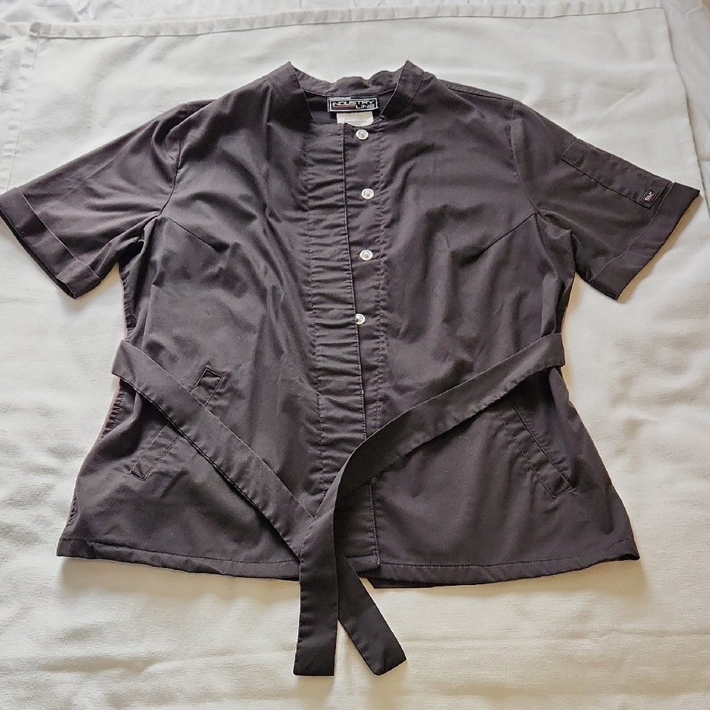 CHEF COAT - Black Button-Up Short Sleeve with waist adjustment